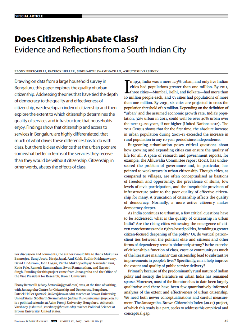 EPW article on JanaagrahaBrown-Citizenship Index