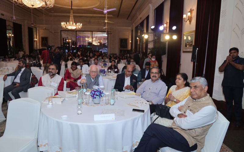 Attendees listening to the panel discussion at Janaagraha’s Annual Conclave on Shaping India’s Urban Agenda 2023   L to R: Pramod Rao, Executive Director, Securities and Exchange Board of India; Arun Maira, Management Consultant and Former Member of Planning Commission of India; ; Dr Ashok Lahiri, MLA, West Bengal & Member, XIV Finance Commission; Anna Roy, Senior Advisor, NITI Aayog; Prof Rajeev Gowda, Vice-Chairperson of the State Institute for the Transformation of Karnataka