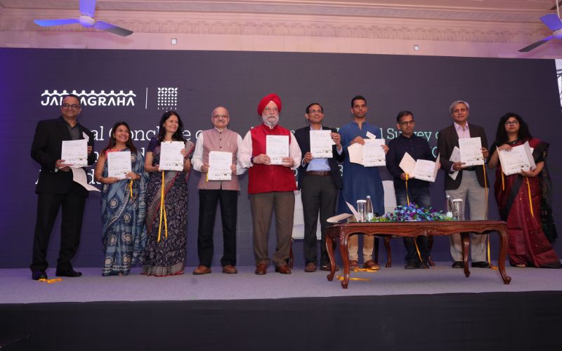 Release of ASICS 2023 at Janaagraha’s Annual Conclave on Shaping India’s Urban Agenda 2023  L to R – Anand Iyer, Chief, Policy and Insights, Janaagraha ; Vidya Shah, Executive Chairperson, EdelGive Foundation; Swati Ramanathan, Co-Founder, Jana Group; B V R Subrahmanyam, CEO, NITI Aayog ; Hardeep Singh Puri, Minister, Housing and Urban Affairs, Government of India ; Srikanth Viswanathan, CEO, Janaagraha ; Kailash Nadh, Founding Director, Rainmatter Foundation & CTO, Zerodha ; Sameer Shisodia, CEO, Rainmatter Foundation ; Ramesh Ramanathan, Co-Founder, Jana Group; V R Vachana, Head, Municipal Law and Policy, Janaagraha 