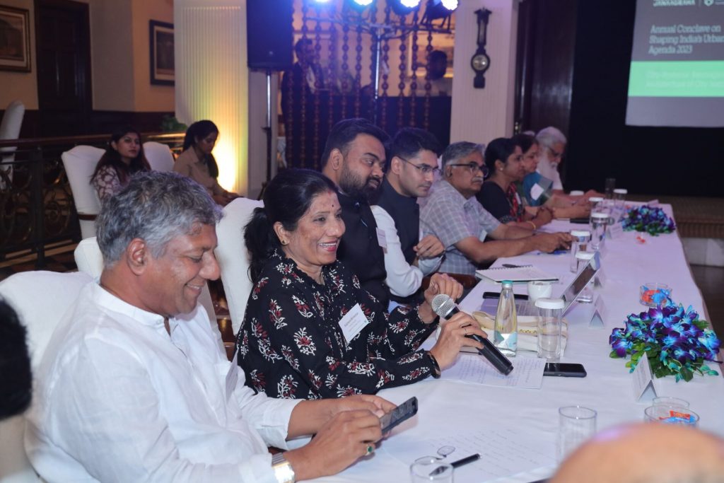 Kalpana Shivannah, Former President, Magadi Town Municipal Corporation, contributing to the roundtable discussion on ‘City-systems: Reimagining the Architecture of City Institutions’ at Janaagraha’s Annual Conclave on Shaping India’s Urban Agenda 2023